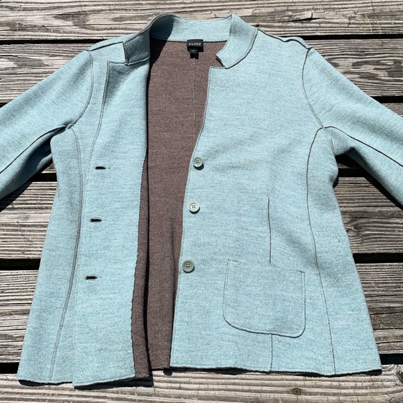 Eileen Fisher Light Blue + Gray Wool Blazer - Picture 4 of 6